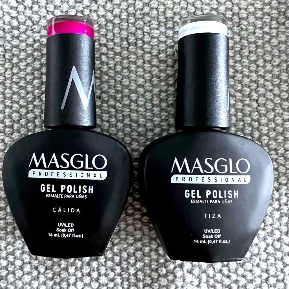 MASGLO Professional Set Gel Polish Color Fuchsia Cálida And White Tiza UV LED.